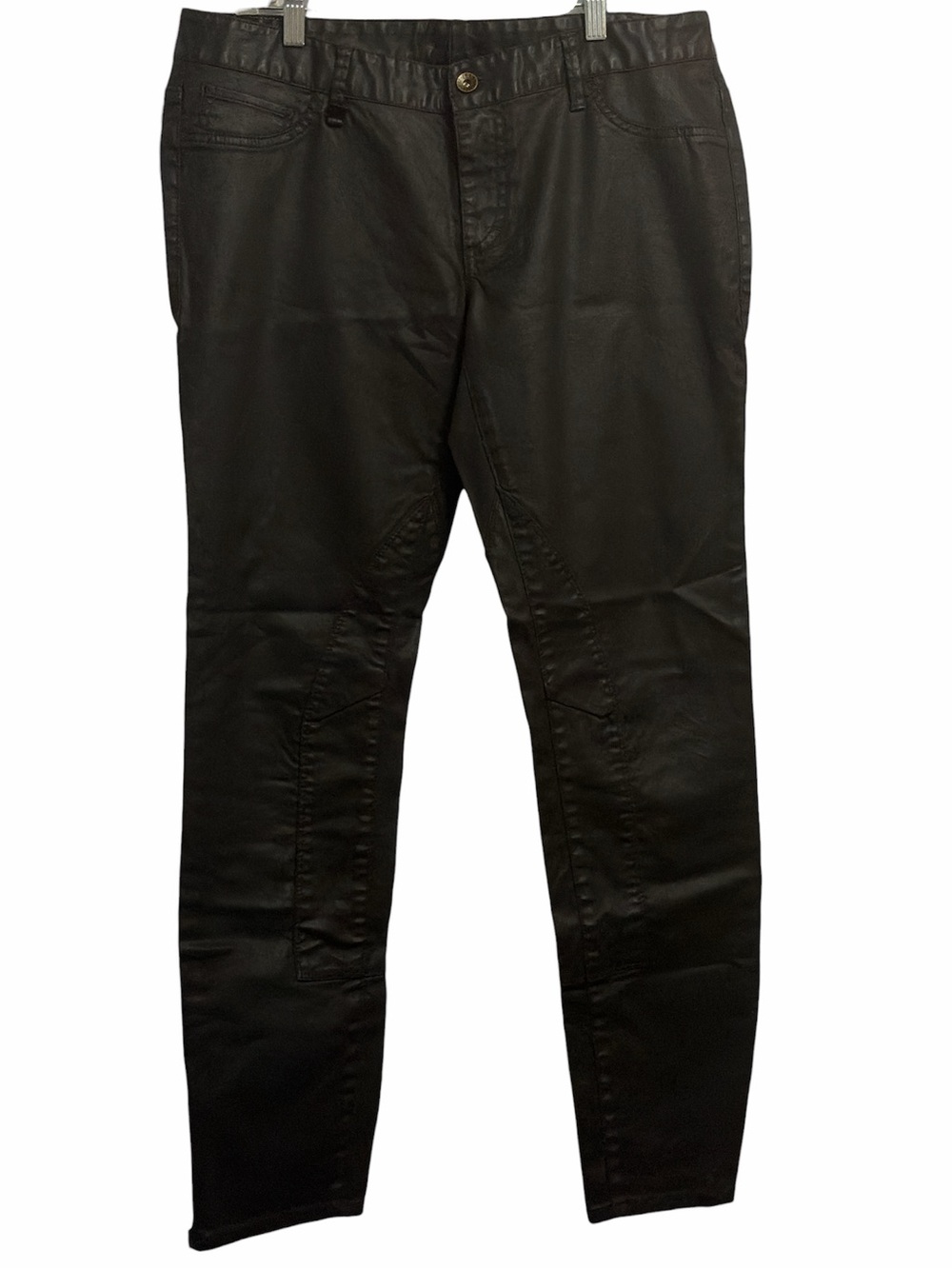 Armani Exchange Black Coated Pants Women’s Size 12 Leather Look Slim Fit